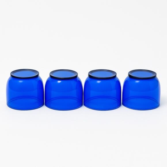 Set Of 4 Vintage Hazel-Atlas Cobalt Blue Juice Whiskey Glasses 2.5” 1930s-40s - Picture 3 of 4